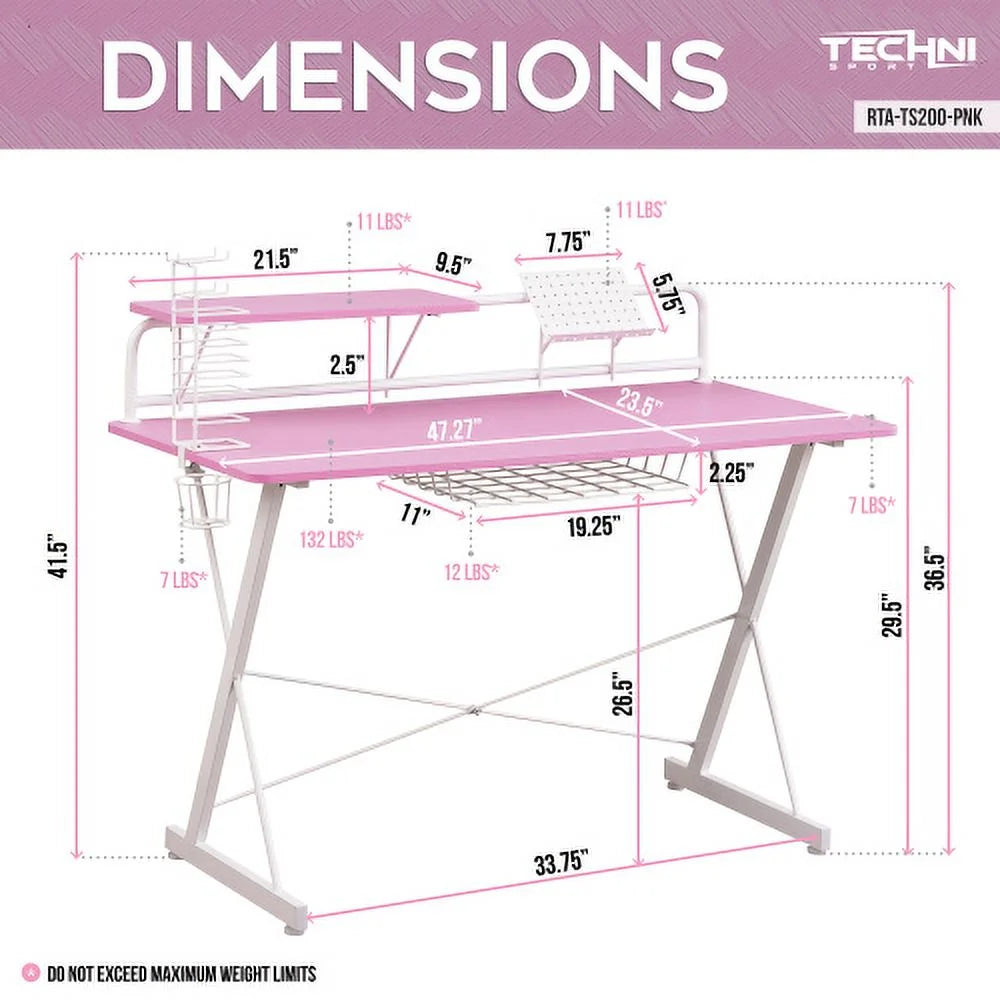 Carbon Computer Gaming Desk with Shelving N501851