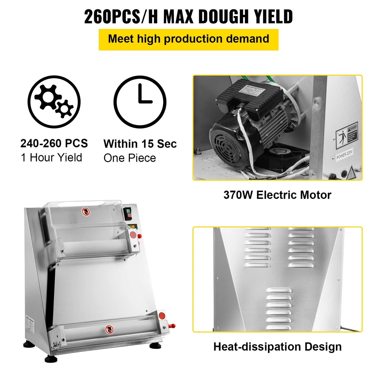 Electric Pizza Dough Roller Machine 15.7inch 370W C2467
