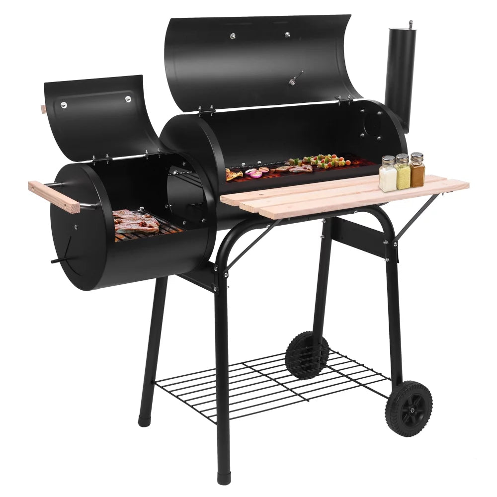 Charcoal BBQ Grill with Wheels and Storage Holder, 28 Inch K771