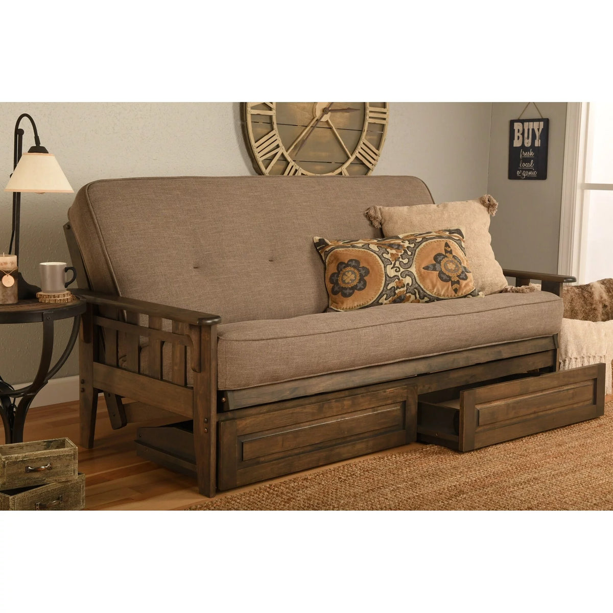Wood Futon Frame with Storage C141