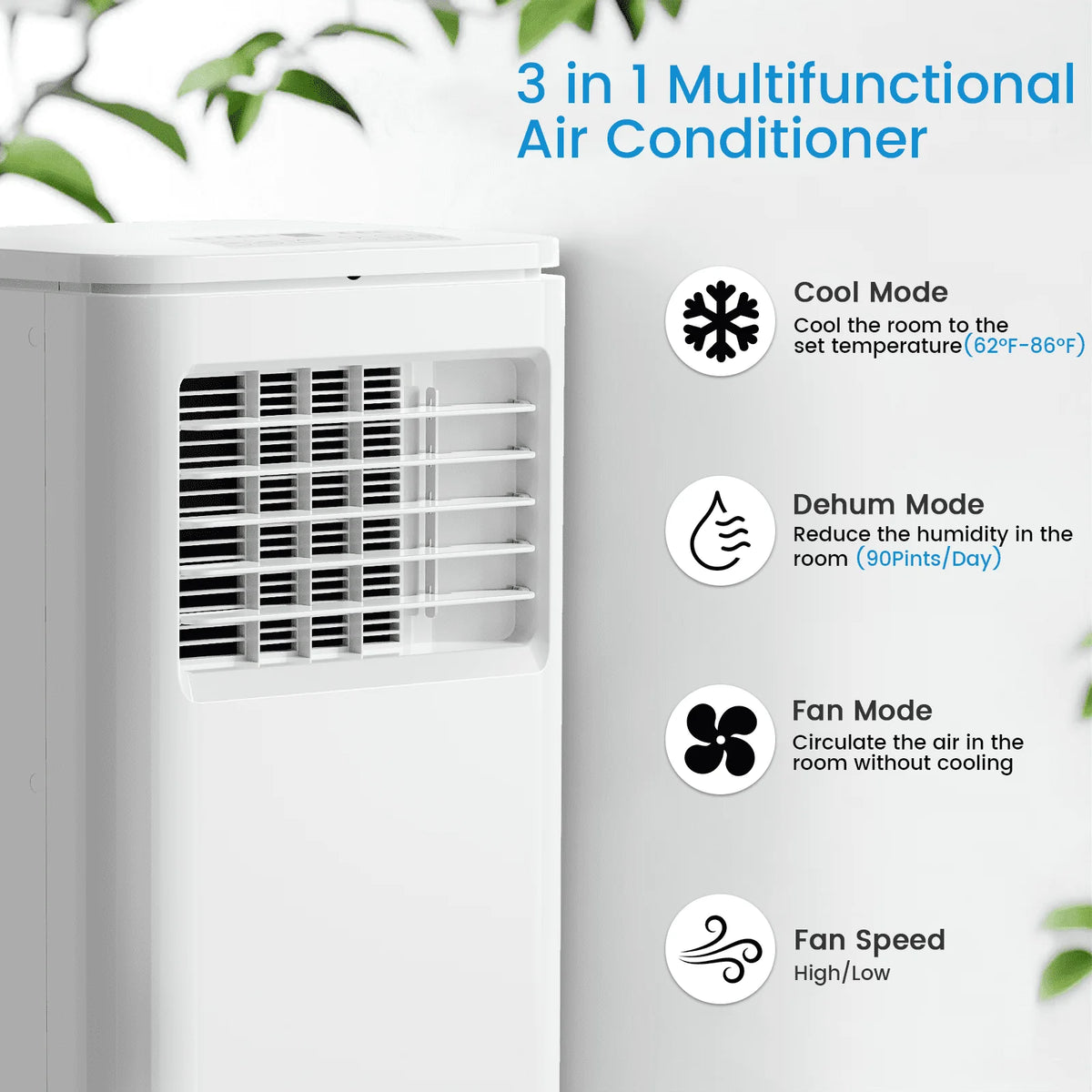 8000 BTU Portable Indoor Air Conditioner with Remote Control H749