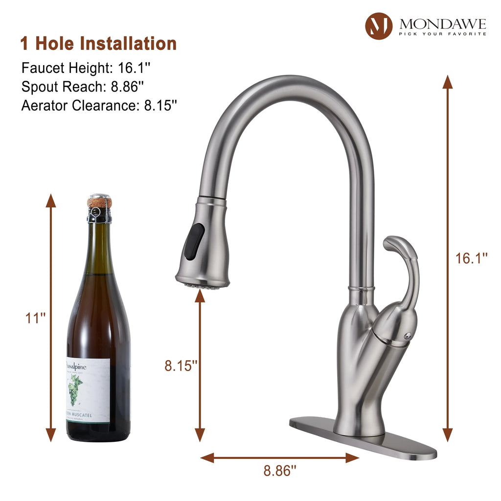 Single Handle Brushed Nickel Pull Down Kitchen Faucet V120950