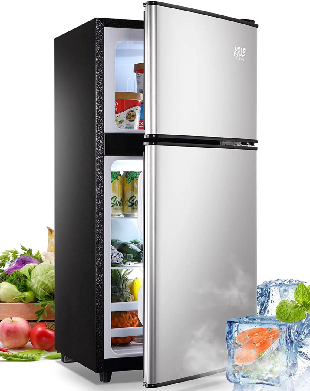 3.5 cu.ft Two Door Compact Refrigerator with Freezer, Red A119724