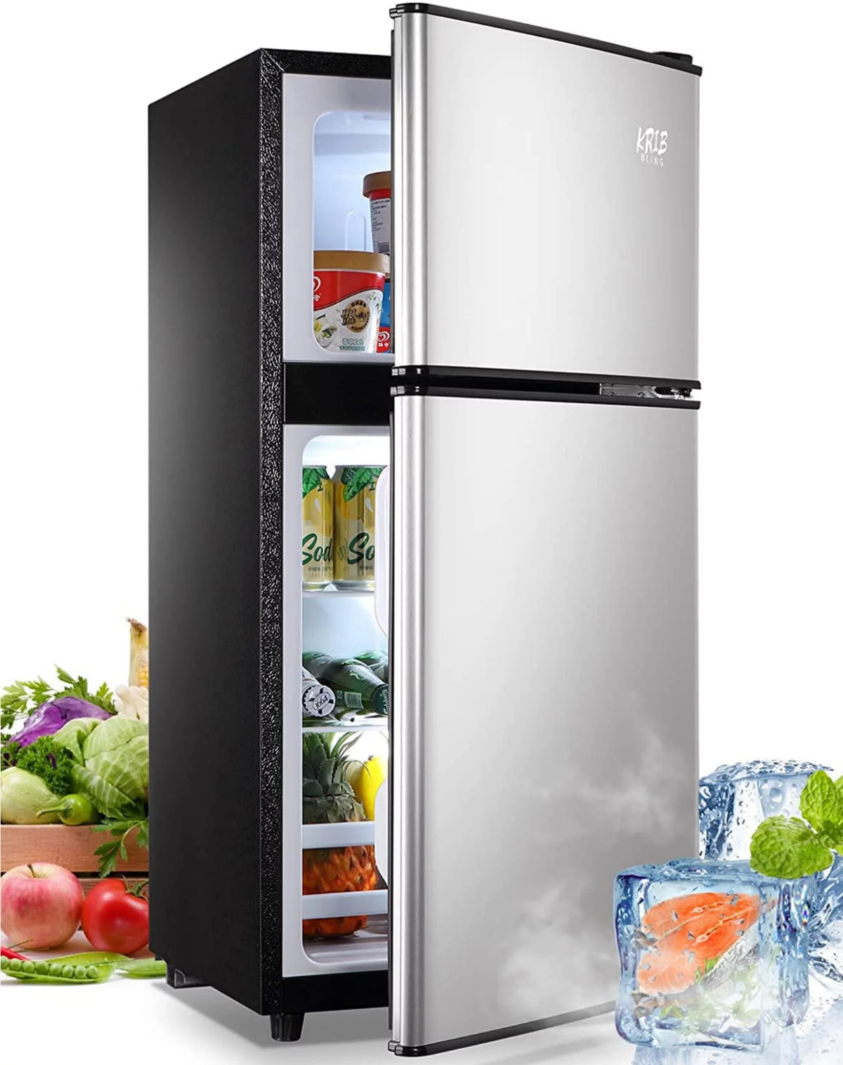 3.5 cu.ft Two Door Compact Refrigerator with Freezer, Red A119724