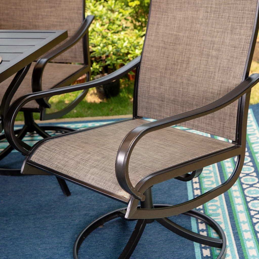 7 Pieces Metal Patio Dining Set with Rectangular Table and Swivel Chairs B523