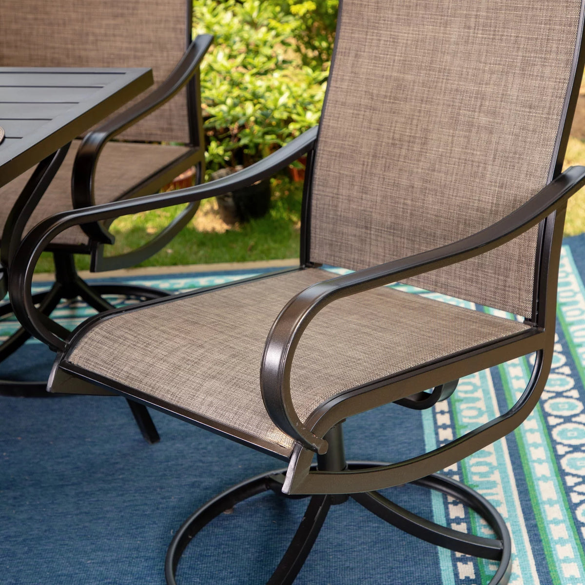 7 Pieces Metal Patio Dining Set with Rectangular Table and Swivel Chairs B523