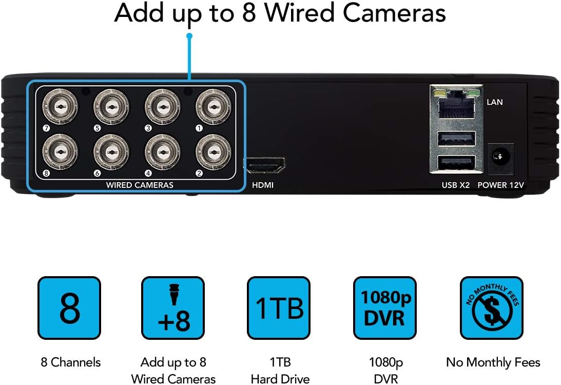4 Wired 1080p HD Indoor/Outdoor Security Camera System with Night Vision and 1TB Hard Drive W7641