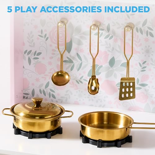 Wooden Pretend Play Kitchen Kids Toy with Storage N512