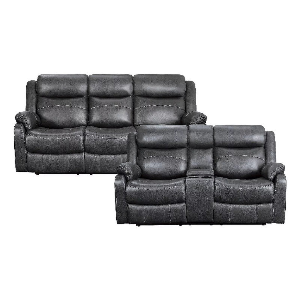 Dark Gray Microfiber 2-Piece Reclining Sofa Set O7520