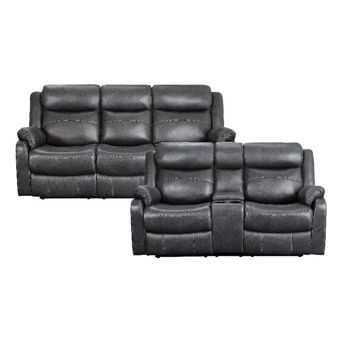 Dark Gray Microfiber 2-Piece Reclining Sofa Set O7520