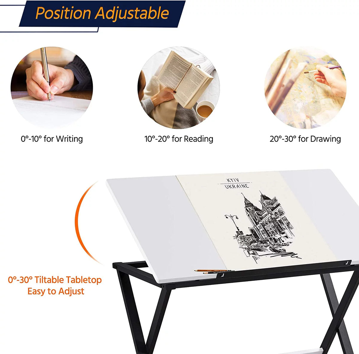 Drafting Table with Tilted Tabletop L96309