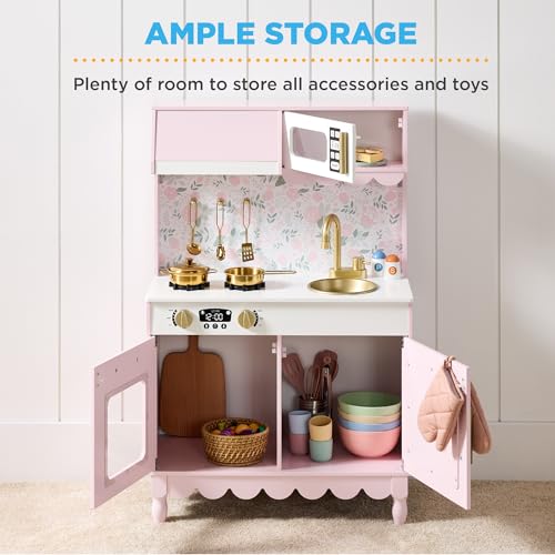 Wooden Pretend Play Kitchen Kids Toy with Storage N512