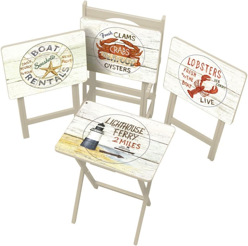 Farmhouse TV Trays with Stand, Set of 4 Q883516
