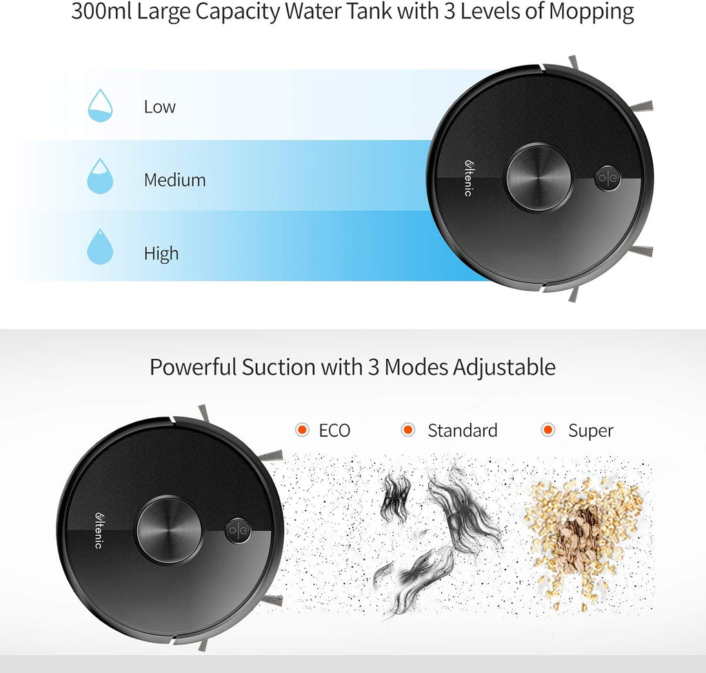 Robot Vacuum Cleaner and Mop, 3000Pa Suction, 150Mins Runtime S522