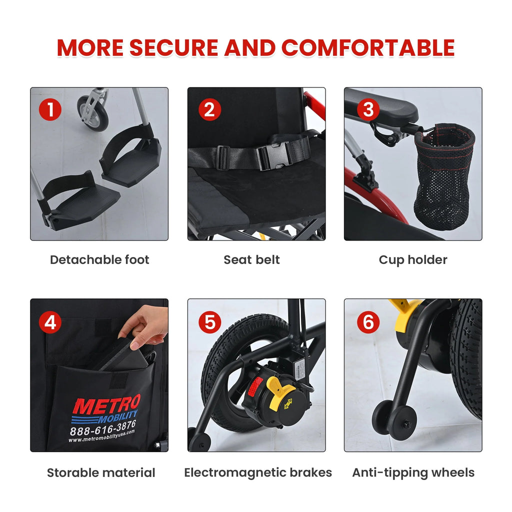 Lightweight Foldable Electric Wheelchair with Cup Holder & Anti-Tipper T94159