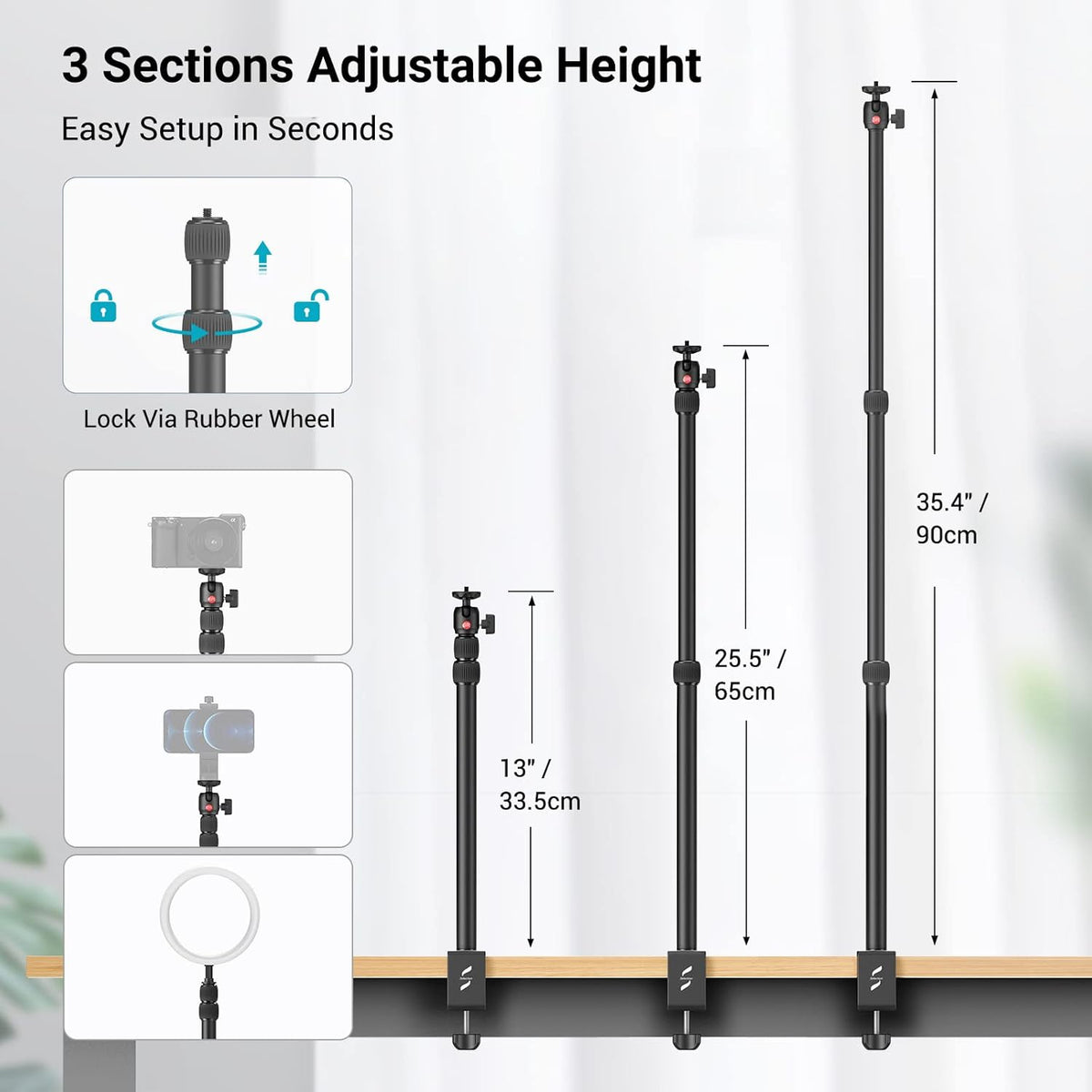 Adjustable Camera Desk Mount with Ball Head R362
