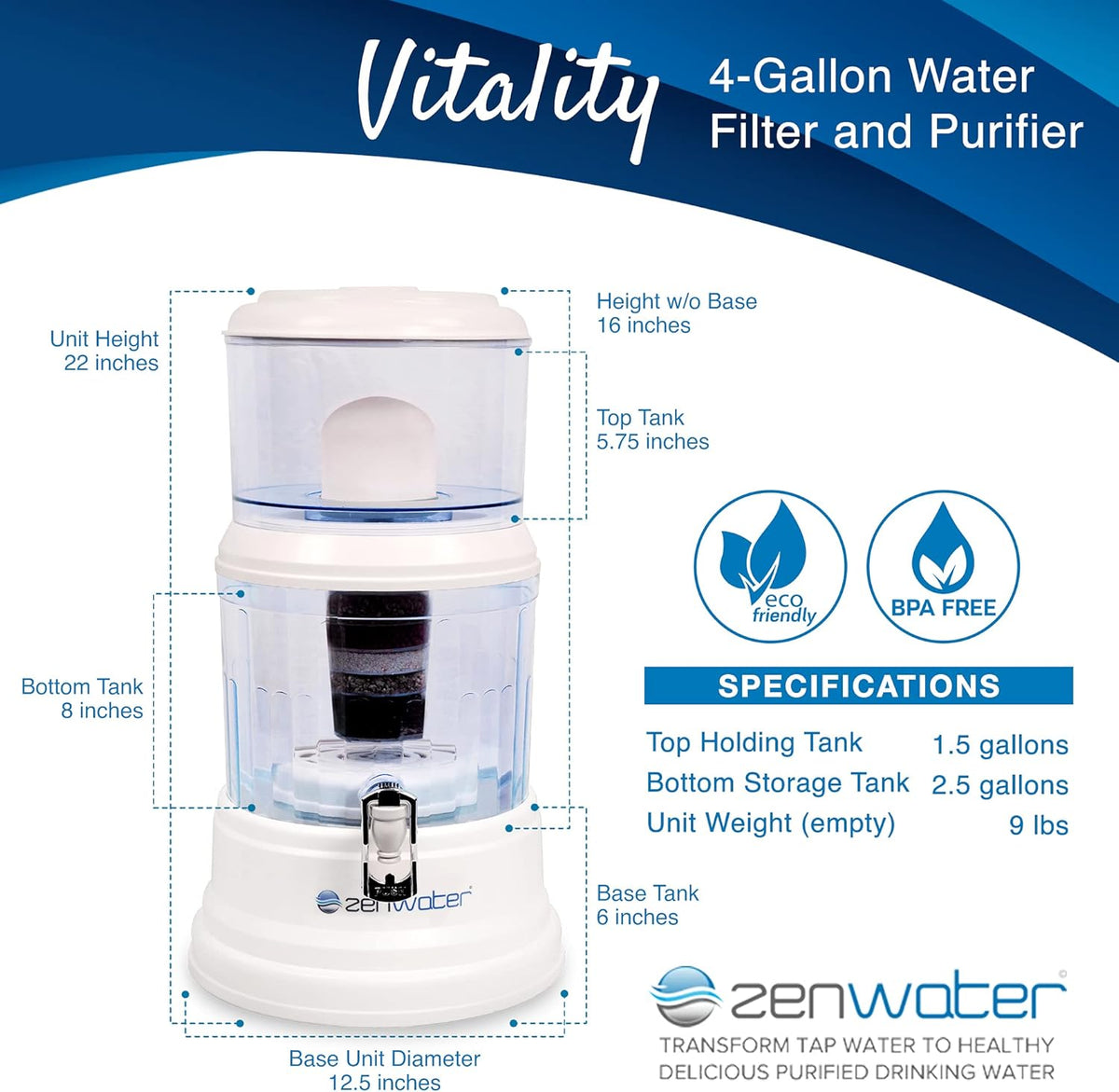 Portable 4-Gallon Countertop Water Filter System U3319