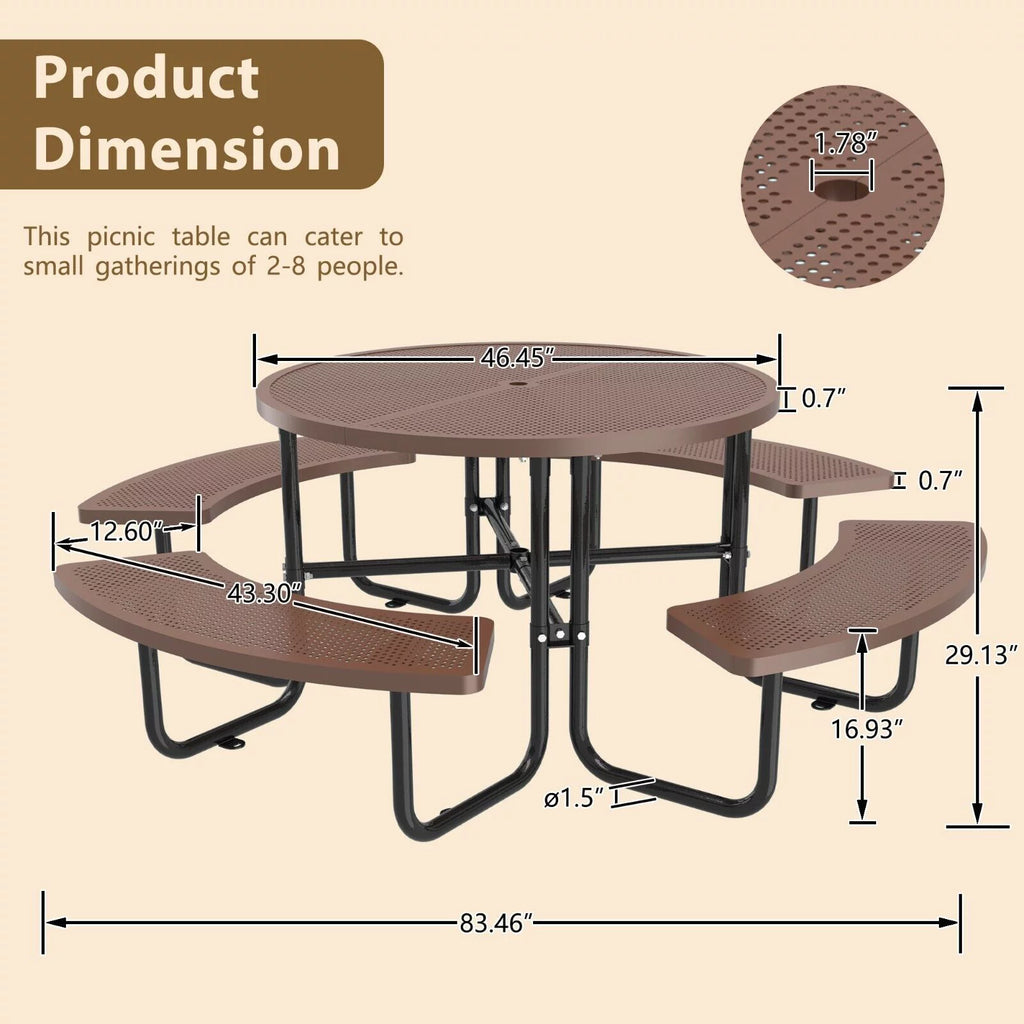 Brown Round Portable Picnic Table M2327