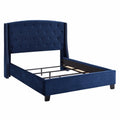 Blue Velvet Upholstered Wingback King Bed Y590