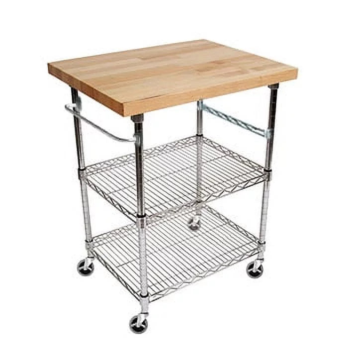 3 Tier Gourmet Cart with Maple Butcher Block Top B848743