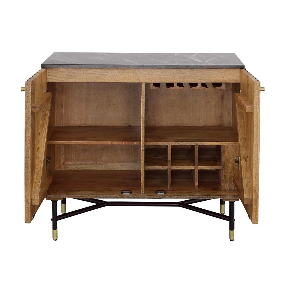 2-Door Solid Wood & Marble Cabinet C698