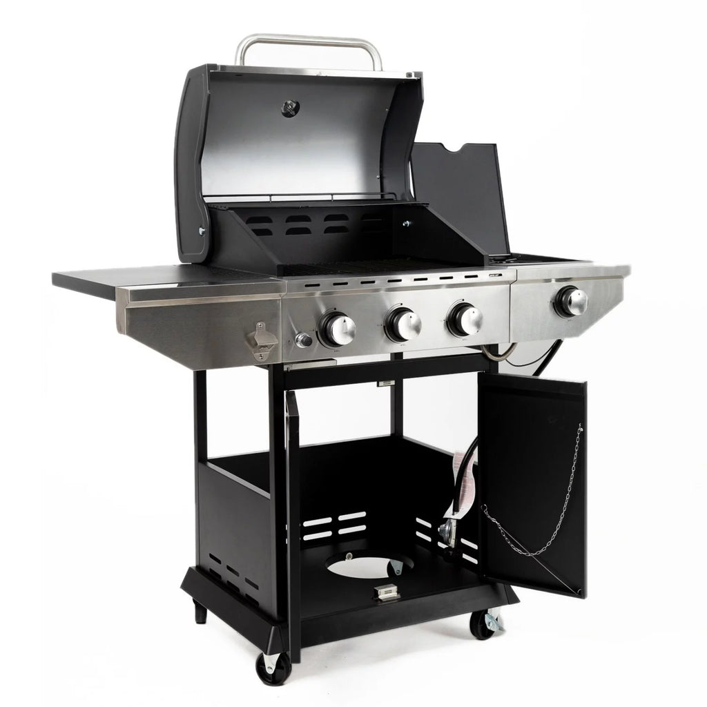 Charcoal BBQ Grill with Wheels and Storage Holder, 28 Inch K771