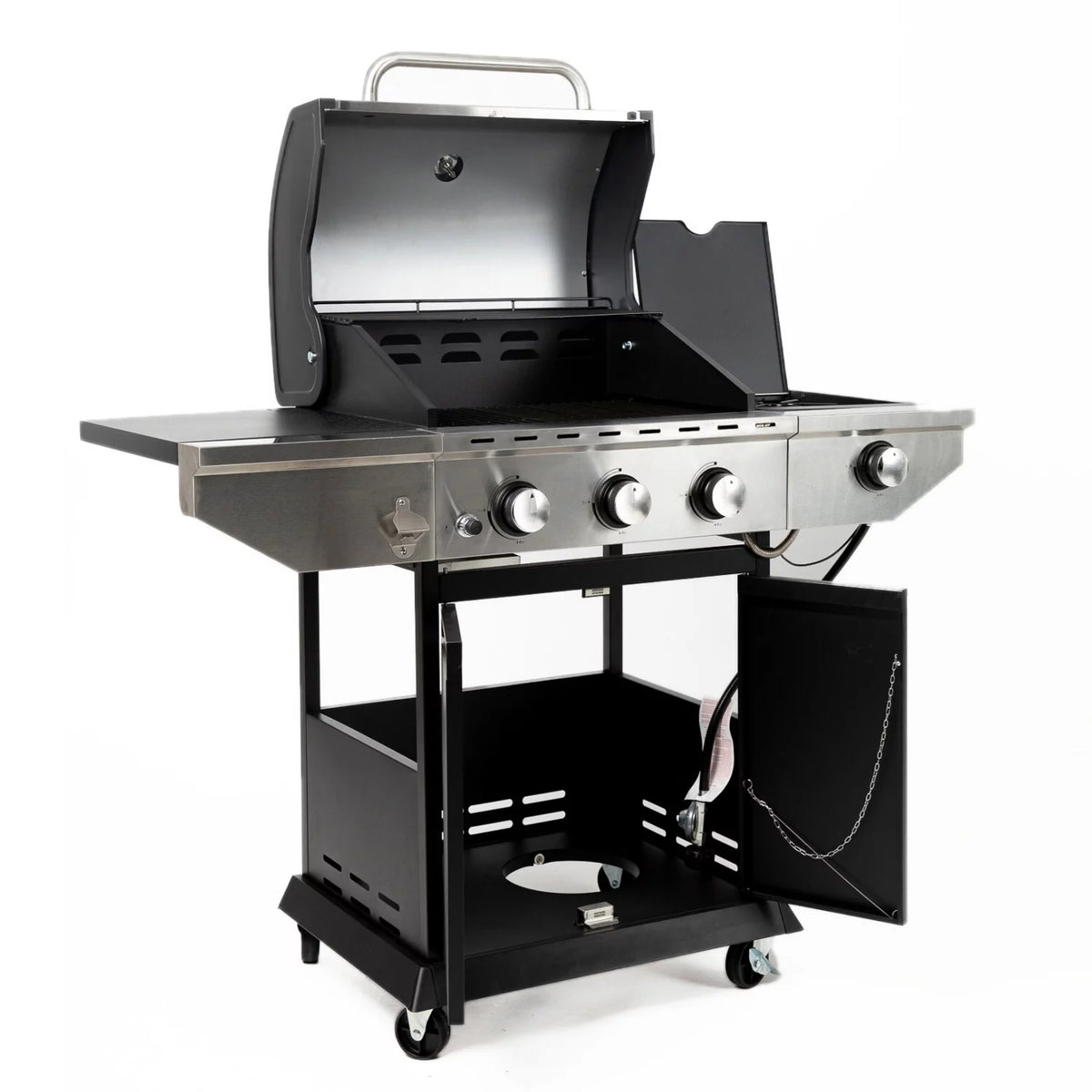 Charcoal BBQ Grill with Wheels and Storage Holder, 28 Inch K771