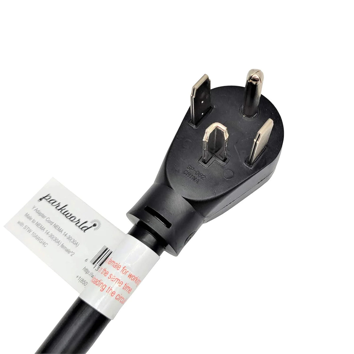 NEMA 14-30 Splitter, 14-30P Male Plug To Dual 14-30R Female Receptacle, 4-Prong 30 AMP Y Adapter Cord (20 Feet) W553772