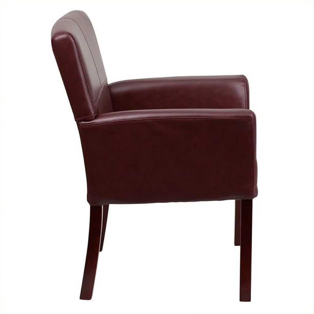 Leather Executive Guest Chair Burgundy Mahogany H62445