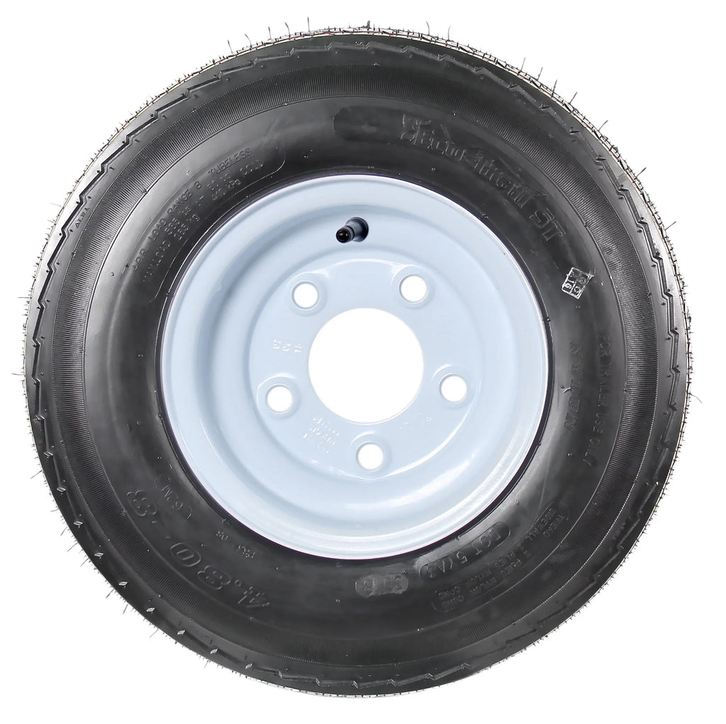 Two Trailer Tires On Rims 4.80-8 5 Lug White H514