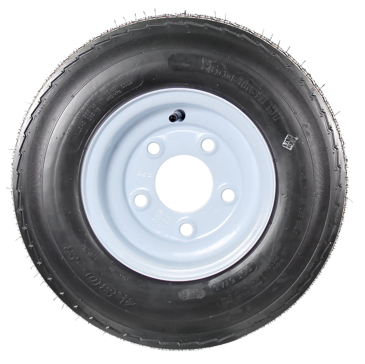 Two Trailer Tires On Rims 4.80-8 5 Lug White H514