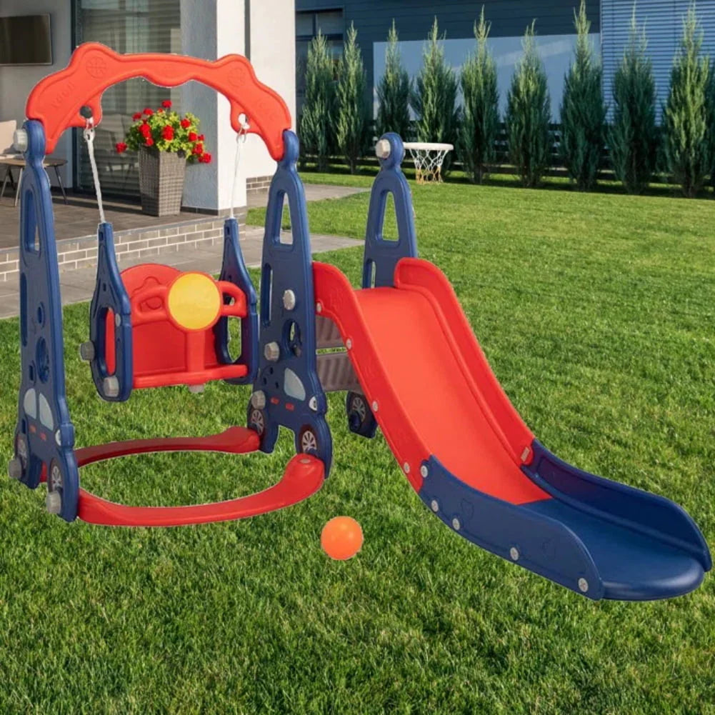 Toddler Slide and Swing Set with Basketball Hoop A988772