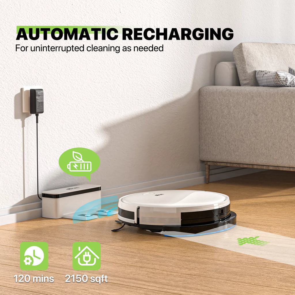 2 in 1 Robot Vacuum and Mop Combo, 2800pa White H834768