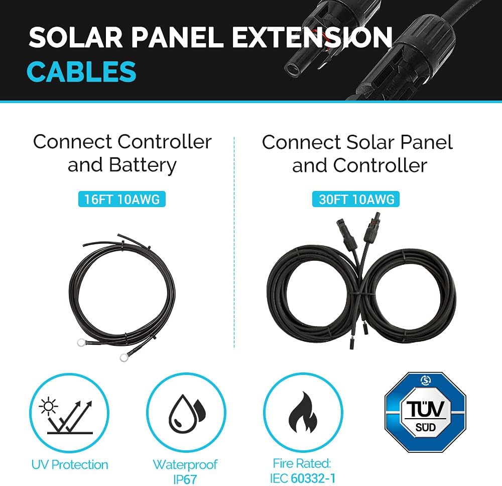 200 Watts 12 Volts Monocrystalline Solar Panel Kit with 30A PWM Charge Controller K671