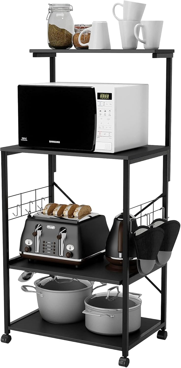 4 Tier Kitchen Storage Cart with Side Hooks J4329
