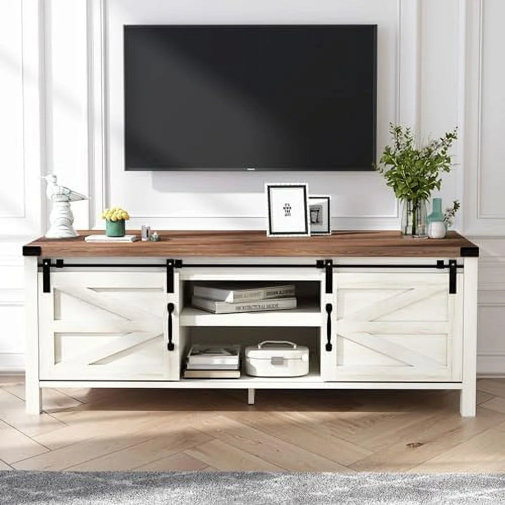 Farmhouse Coffee Table with Sliding Barn Doors V766