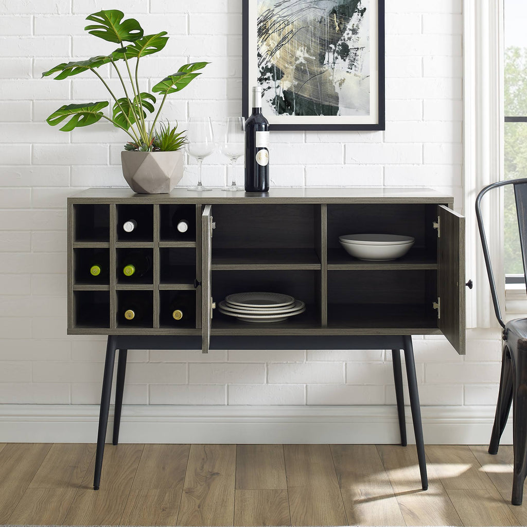 42 in. Slate Grey 2 Door Bar Cabinet with Bottle Storage R478