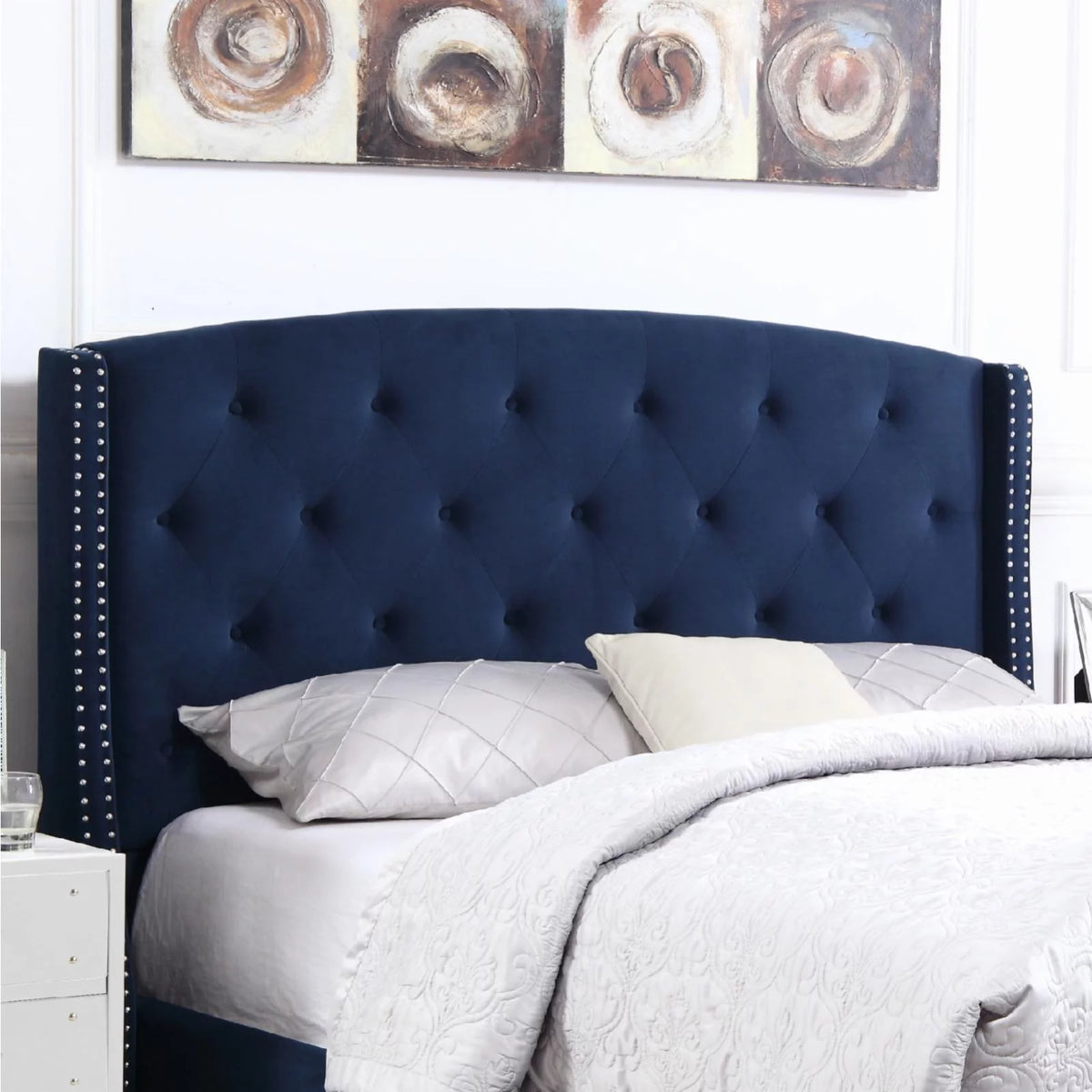 Blue Velvet Upholstered Wingback King Bed Y590