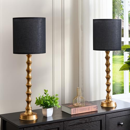 30.5" Rustic Table Lamps Set of 2 with Linen Oatmeal Lampshade S927726