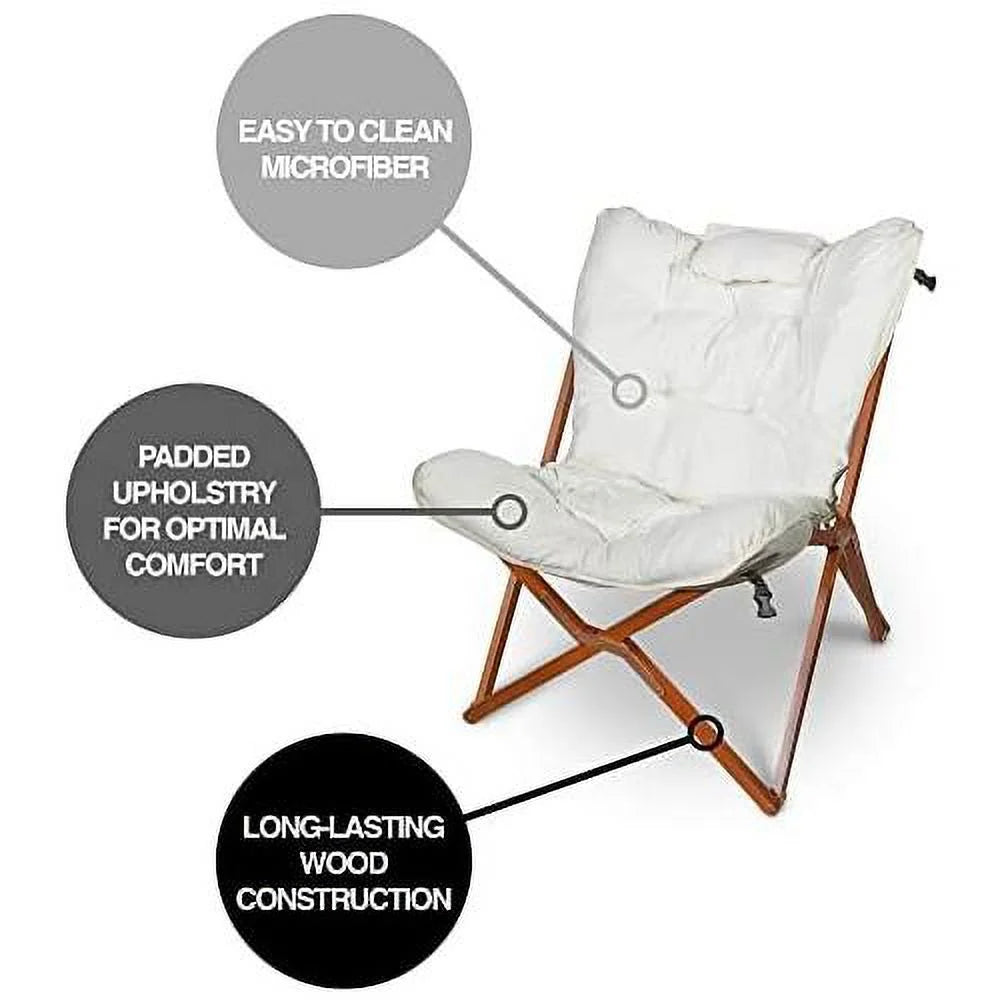 White Wood Folding Accent Chair P255