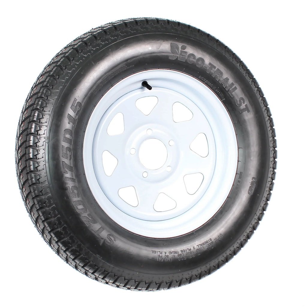 ST205/75D15 Trailer Tire On Rim 5 Lug White Spoke R46444
