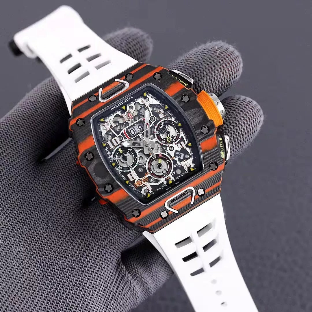 Black Orange Skeleton Dial Watch R776228