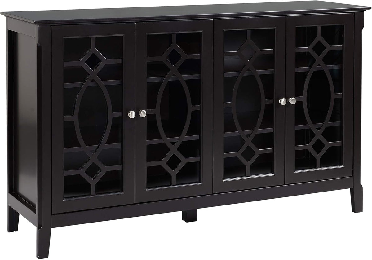 Wood Sideboard Buffet Cabinet with 4 Glass Doors B7903