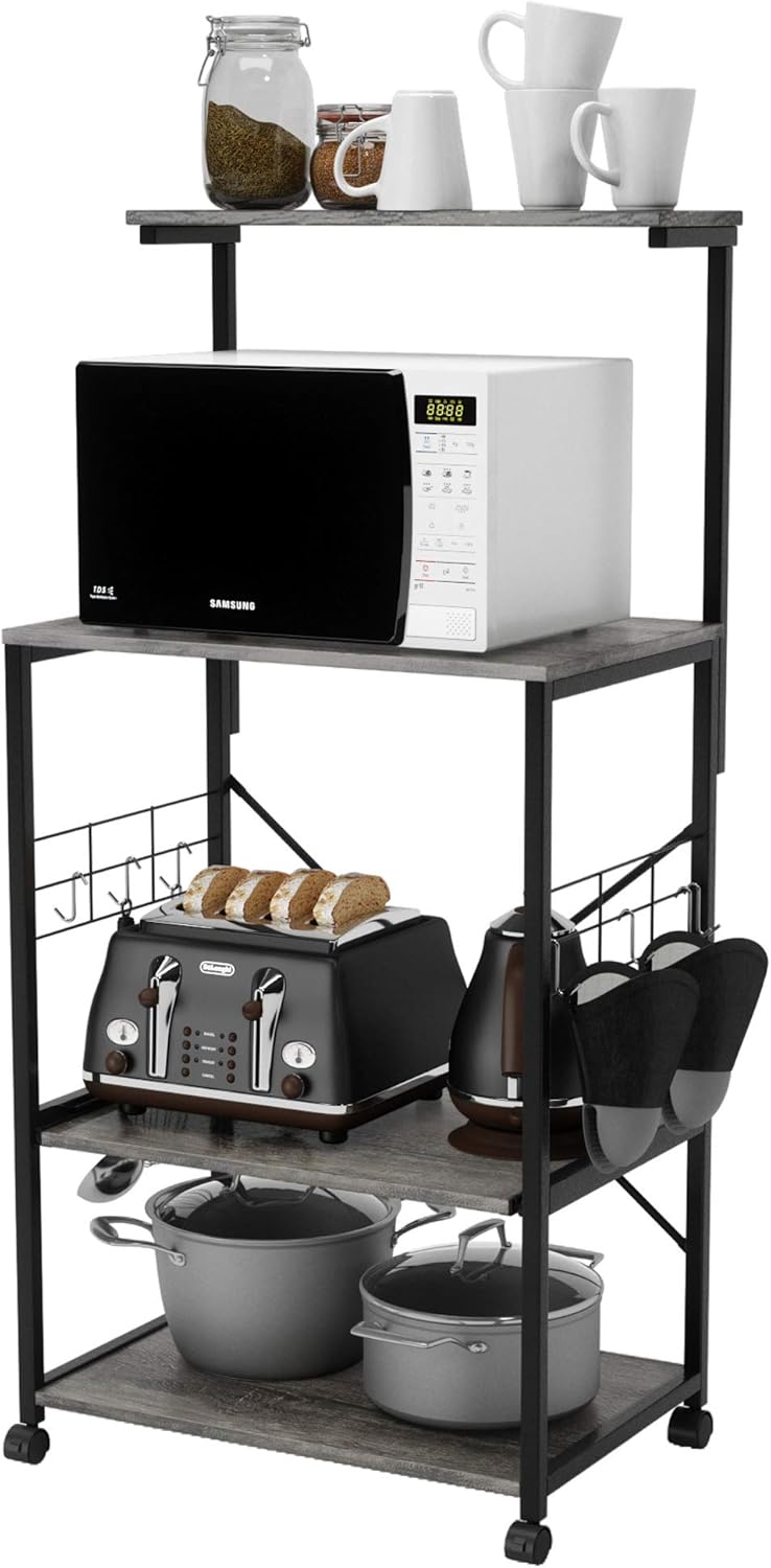 4 Tier Kitchen Storage Cart with Side Hooks J4329