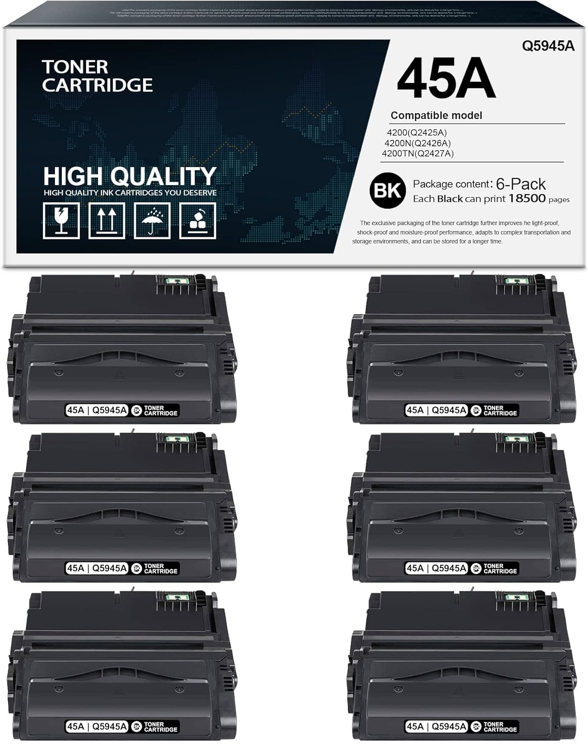 Black 6-Pack Toner Cartridge H104