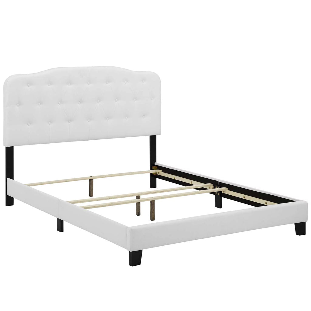 Full Upholstered Fabric Bed in White A2064