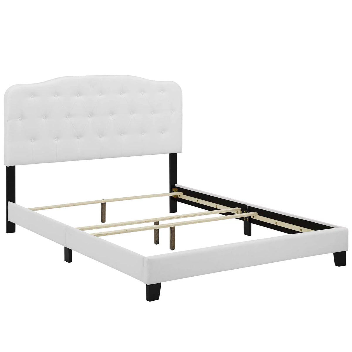 Full Upholstered Fabric Bed in White A2064