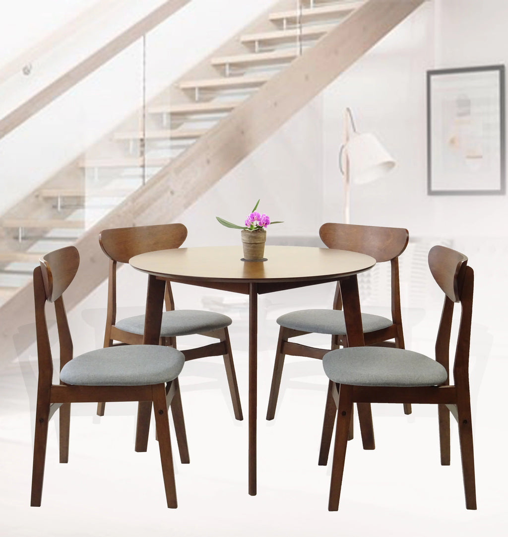 Round Wood Dining Table Medium Brown Finish M8902