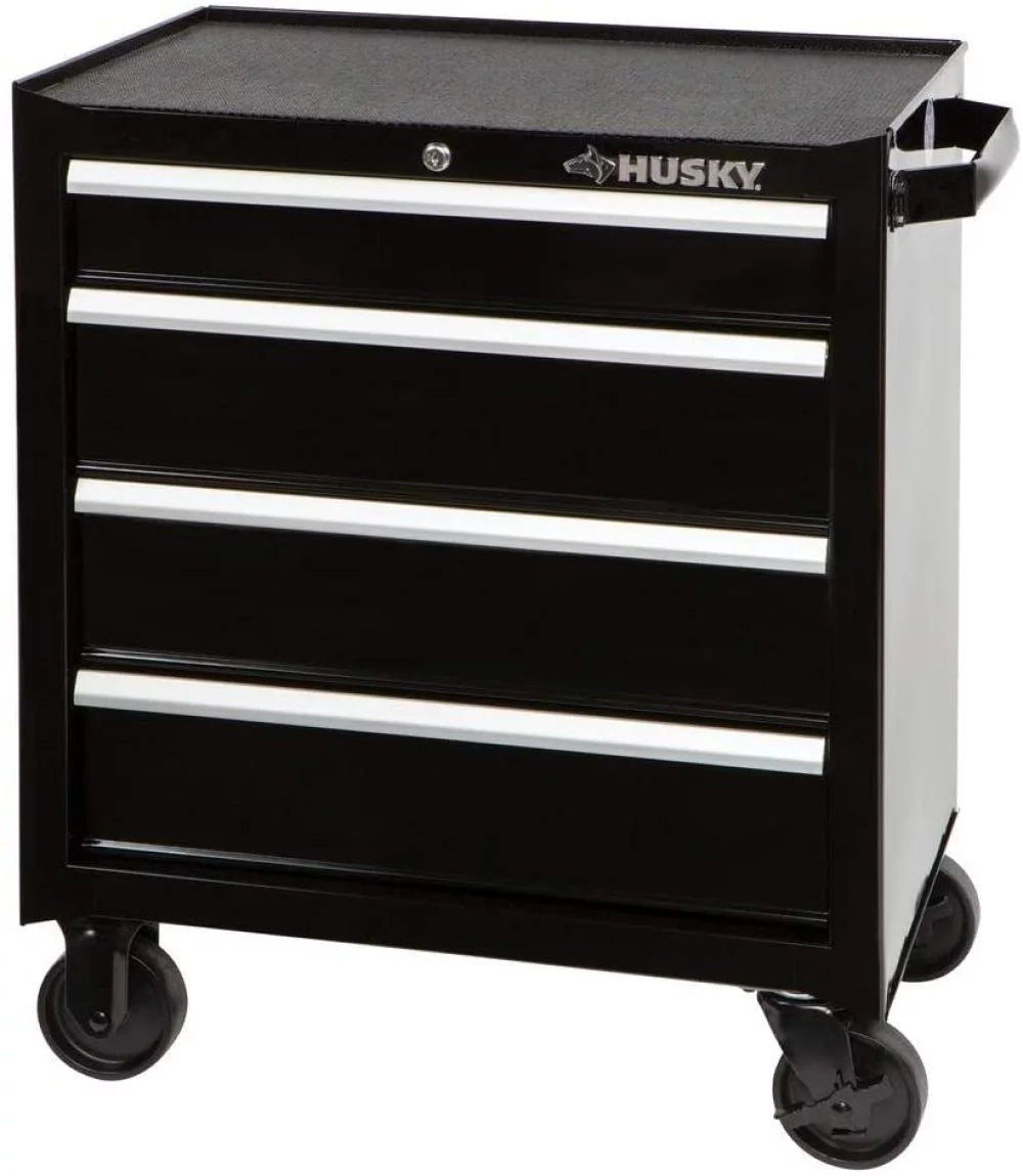 26 in. 4-Drawer Rolling Tool Cabinet in Gloss Black J524