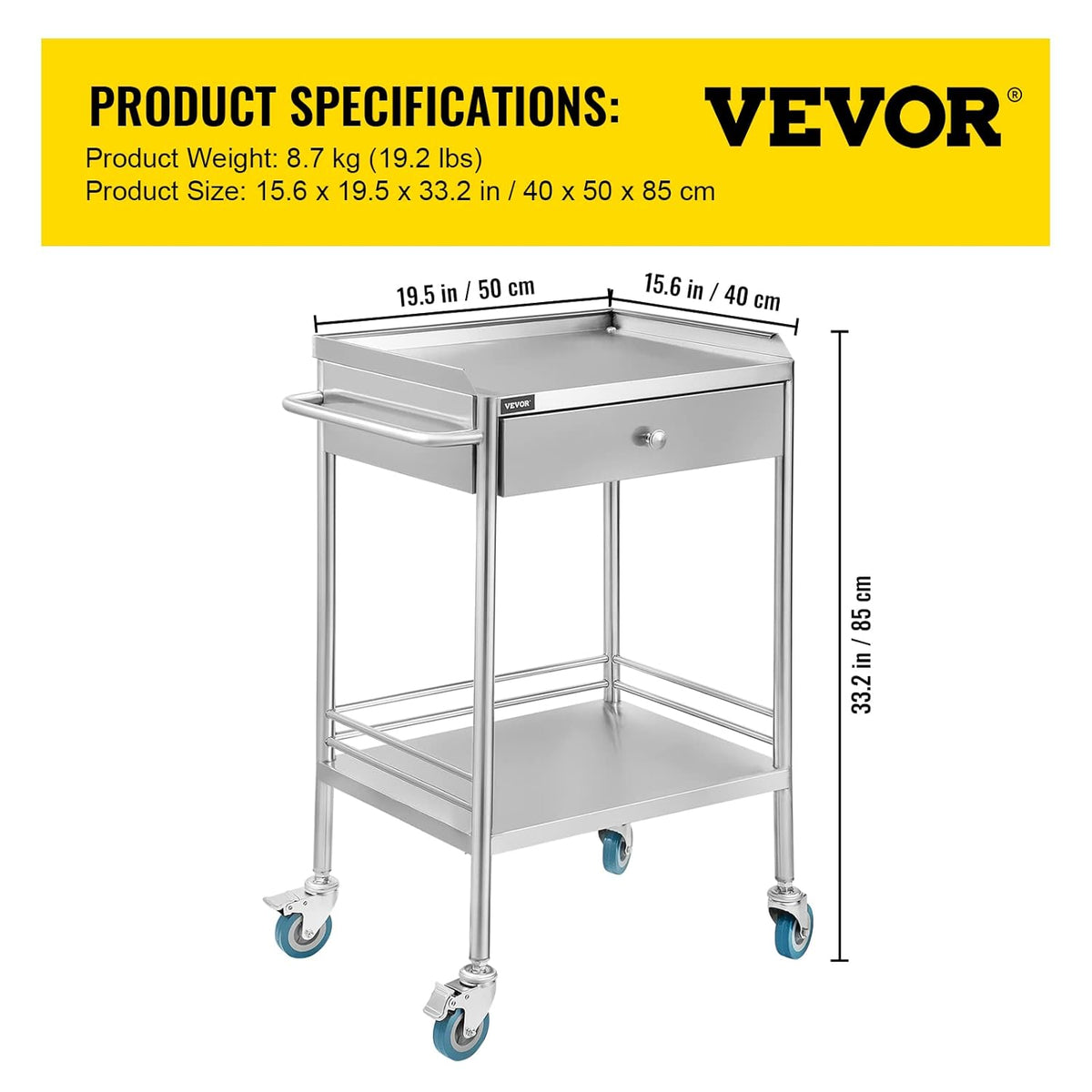 Stainless Steel Utility Cart with Wheels S5455